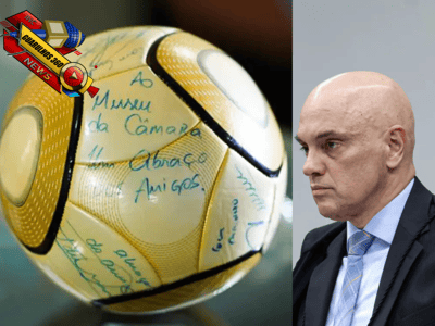 Alt text: "Bola autografada por Neymar recuperada após furto nos ataques de 8/1" — 18