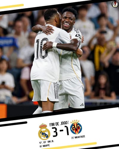 Real Madrid Vence Villarreal com Dois Gols de Vini Jr. e Um de Mbappé; Reencontra o Caminho das Vitórias — 9