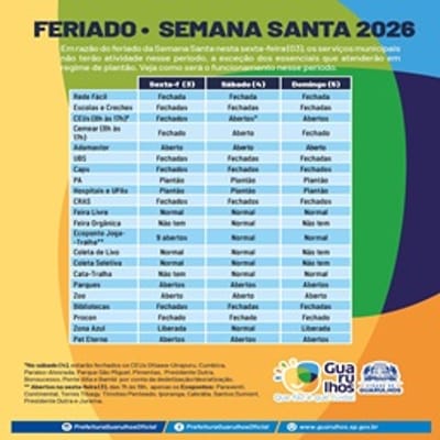Abre e Fecha na Semana Santa em Guarulhos: confira o que funciona no feriado prolongado e planeje seu fim de semana — 66