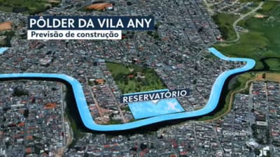 Projeto do reservatório da Vila Any, em Guarulhos, que está parado desde 2021. — Foto: Reprodução/TV Globo — gestao guti em guarulhos