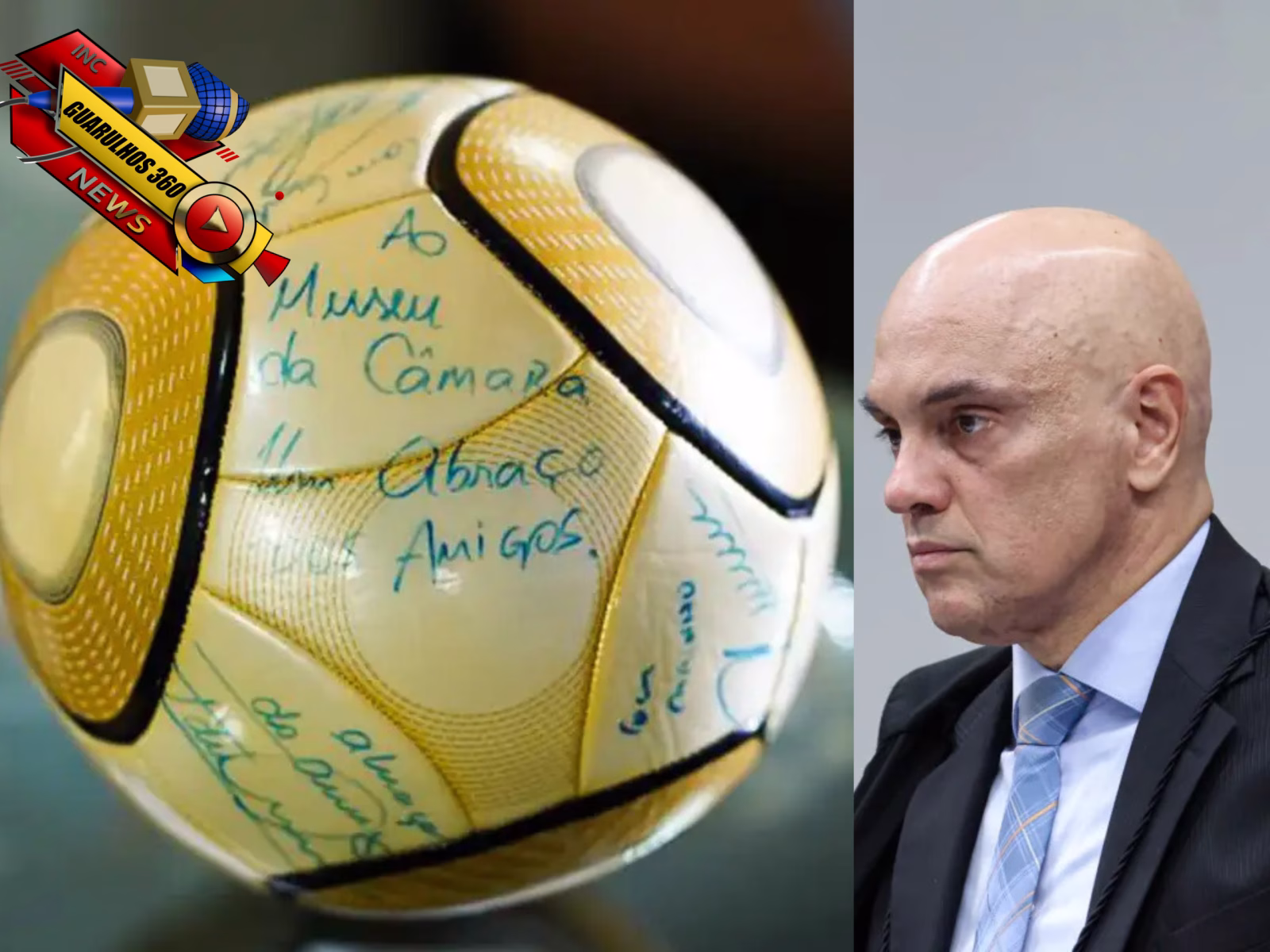 Alt text: "Bola autografada por Neymar recuperada após furto nos ataques de 8/1"